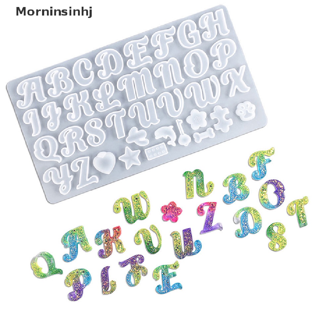 Mornin Cetakan Resin Alfabet Cetakan Silikon Silicone Sign Alphabet Epoxy Casg Mold DIY Letter &amp; Ornament Resin Keychain Molds id