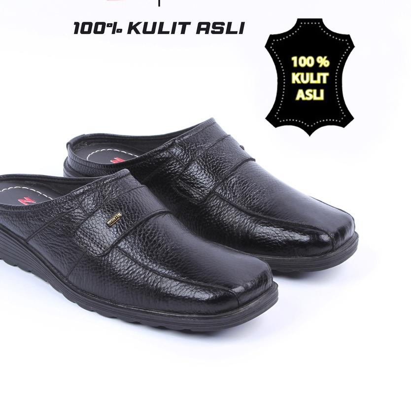 ۩ Zeintin - Sepatu Selop Kulit Pria Zeintin CK 0610 Hitam | Fashion Pria/Sepatu Selop Pria Ω