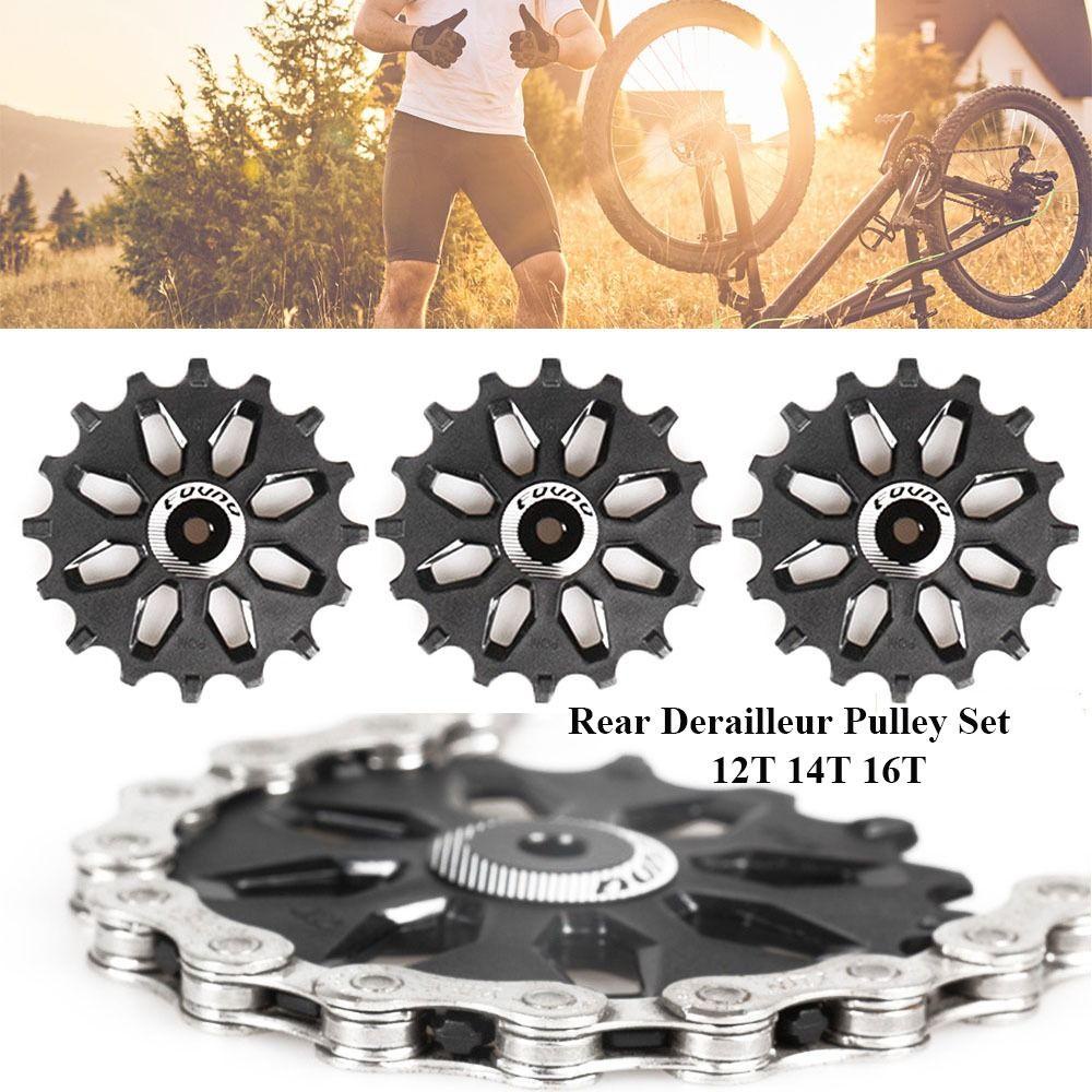 R-FLOWER Pulley Derailleur Set Hitam 7-12s 12T 14T Gigi Sempit Lebar 16T