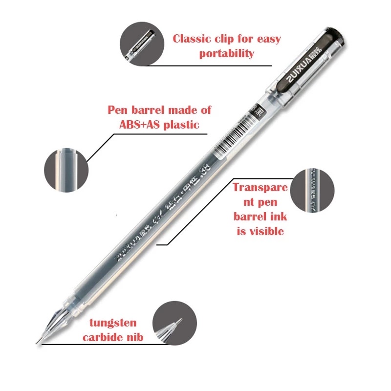 0.38mm Diamond Tip Gel Pen Merah Biru Hitam Refill Ujian Tanda Tangan Pena Alat Tulis Siswa Pena Menulis Perlengkapan Alat Tulis Kantor Sekolah