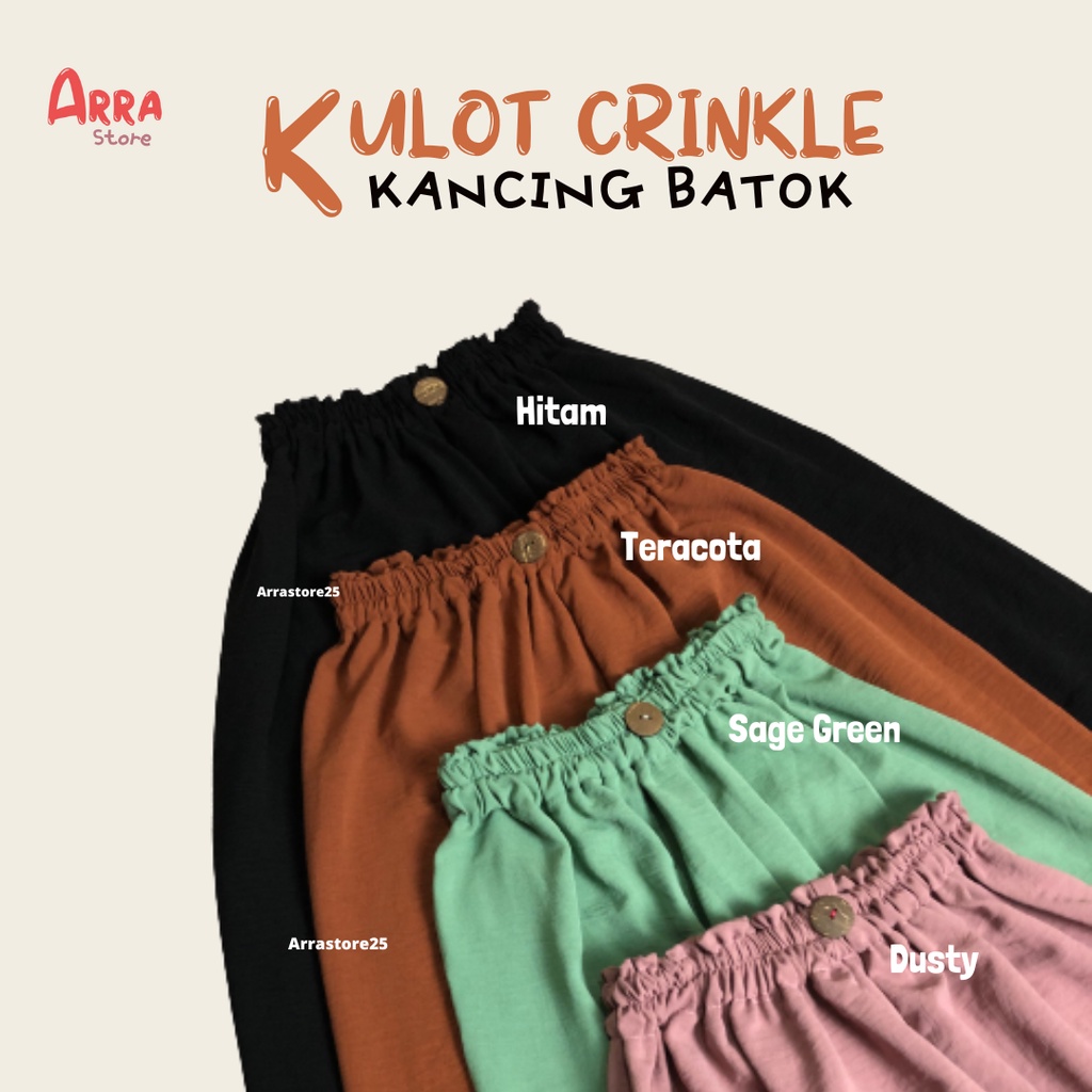 Celana Kulot Crinkle Airflow Highwaist Loose Pants Wanita Kancing Batok