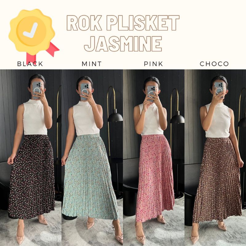 Rok Plisket Import Motif Bunga