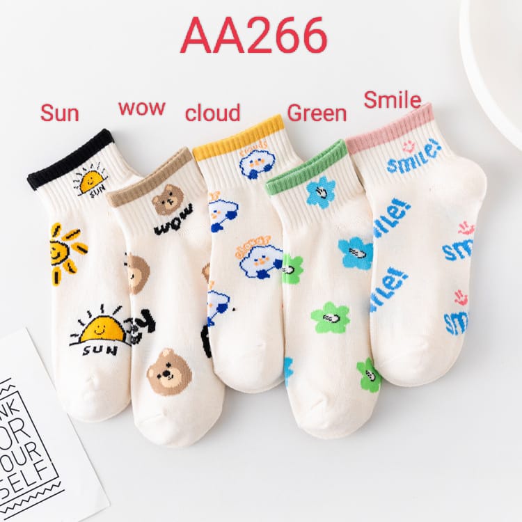 ♫ Megata ♫ AA266 Kaos Kaki Wanita Motif  Kaoskaki Fashion Korea Women Sock Import