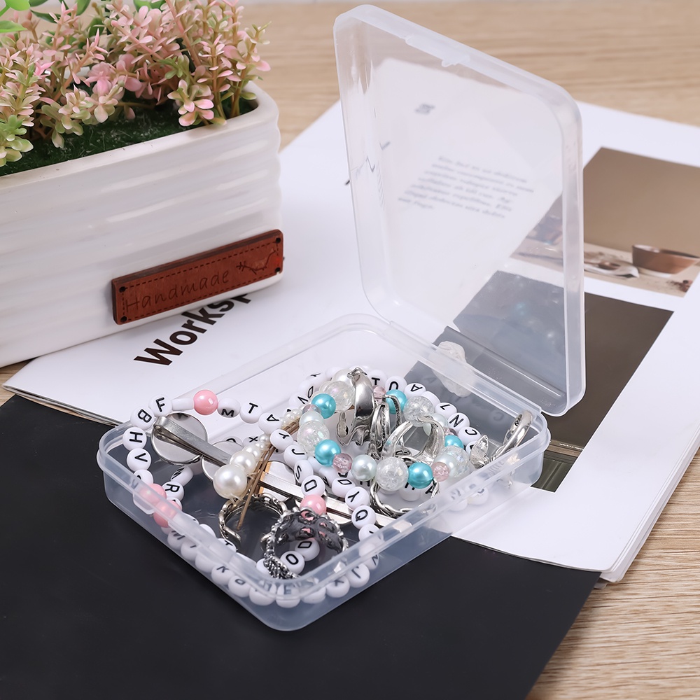 Clamshell Keranjang Penyimpanan Serba Serbi Mini Desktop Storage Box Container Transparan Desktop Kosmetik Perhiasan Alat Tulis Rumah Kantor Aneka Organizer Plastik