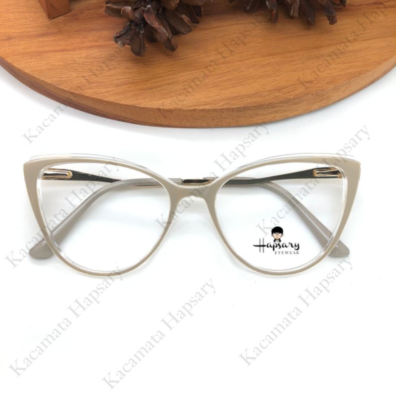 Frame Kacamata Wanita Cat Eye Kode ZURA Paket Lensa Antiradiasi Minus Cylinder &amp; Plus