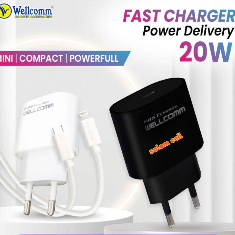 Charger iPhone Wellcomm 20W Fast Charging Original Garansi Resmi