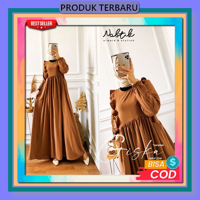 Gamis Tebaru,Gamis Crinkle Airflow,Gamis Aluna Gown By Nabtik,Gamis Viral ,Gamis Kekinian,Gamis Leba