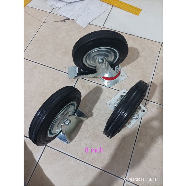 Roda Etalase 8 inch Karet Hitam / Roda Trolly TAIWAN