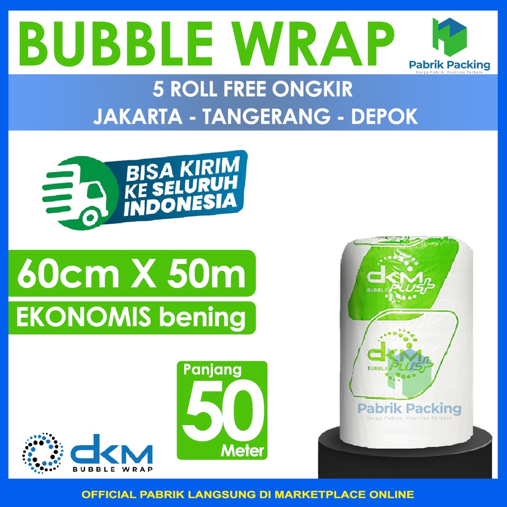 

Bubble Wrap Ekonomis Bening 60CM X 50M Tebal Plastik Bubblewrap Roll