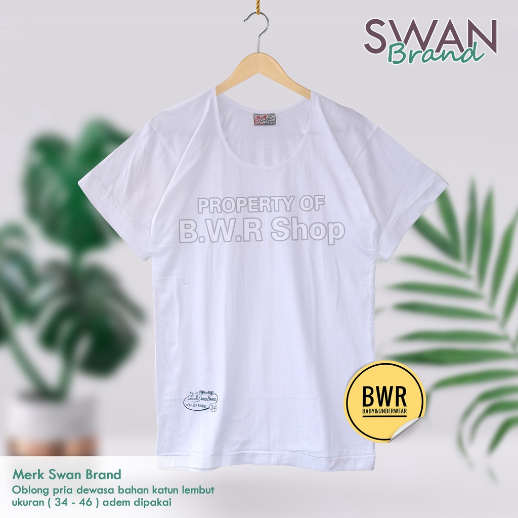 Oblong SWAN Putih / 34, 36, 38, 40, 42 Kaos Oblong Pakaian Dalam Pria Import Swan - Bwr