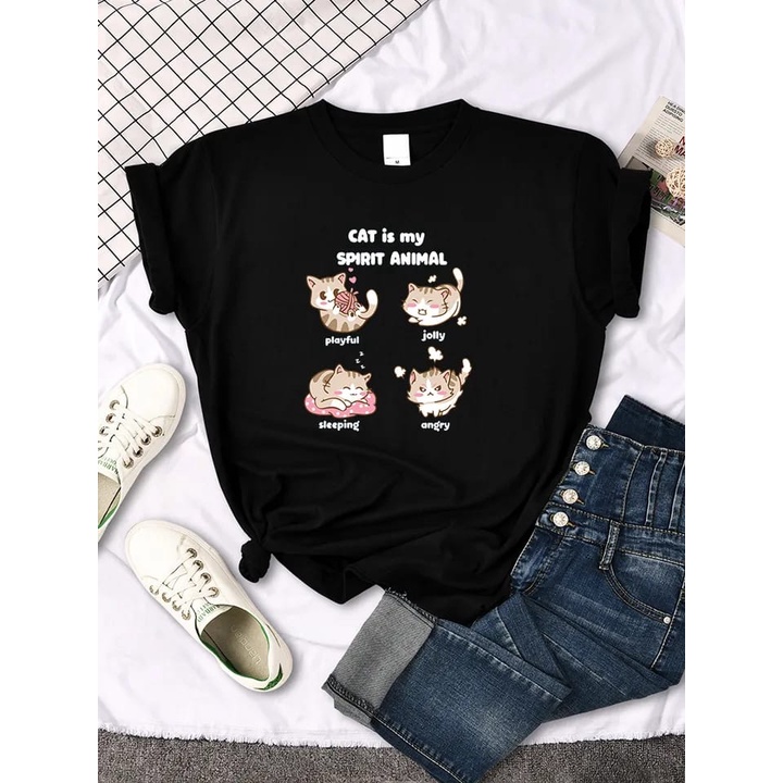 MYSTIQUE.ID-BAJU KAOS CAT IS MY SPIRIT ANIMAL T-SHIRT LUCU KEREN DAN AESTETIC