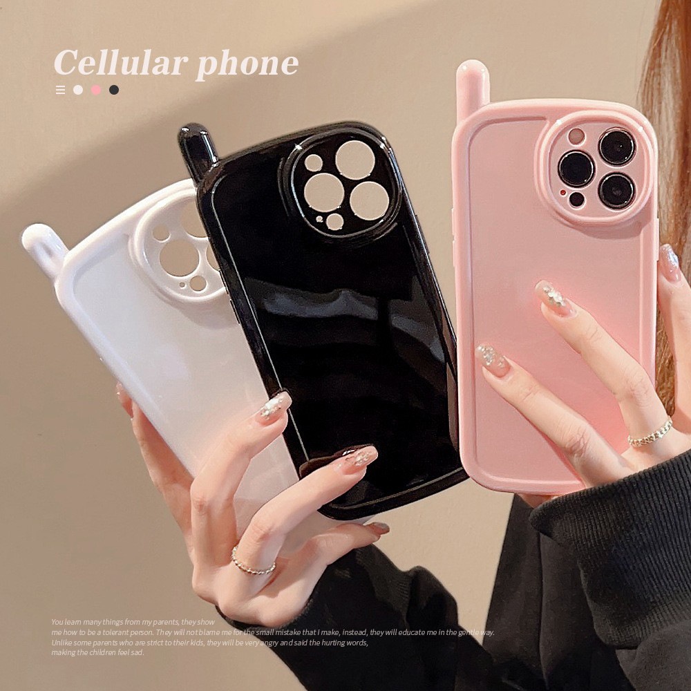 IPHONE Ins Retro Ponsel Blackpink Putih Silikon Case Untuk Iphone14 11 12 13 PRO MAX Casing Cover Pelindung AT0068 Blackpink