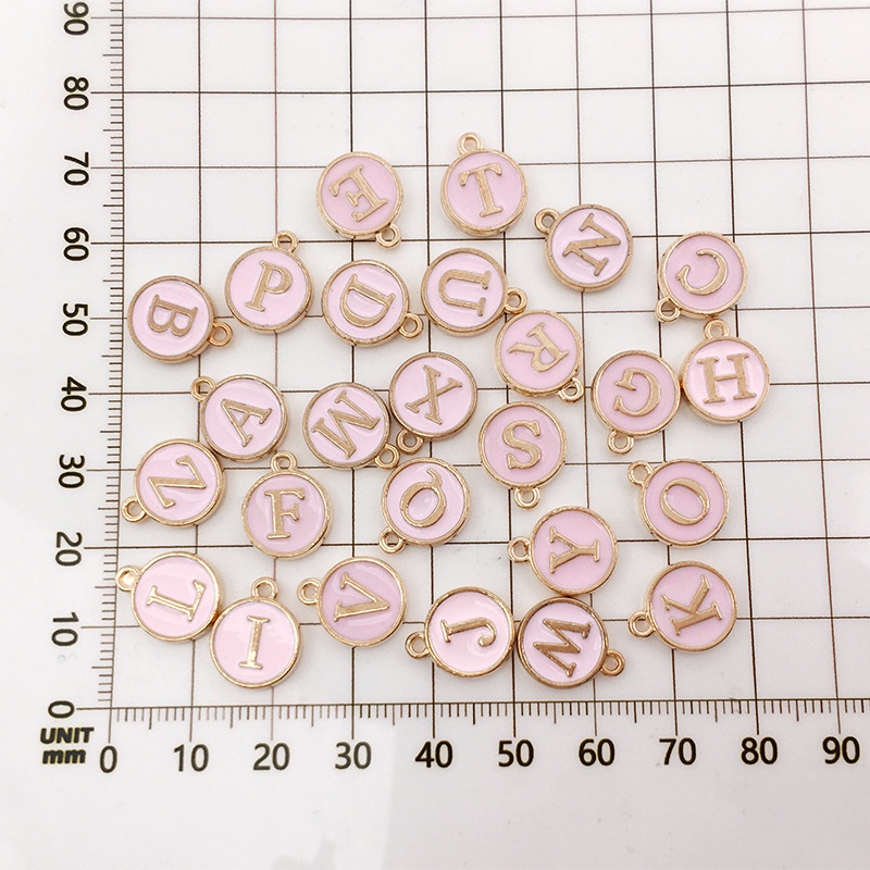 Diy Perlengkapan Membuat Perhiasan 26pcs Alfabet Karakter DIY Liontin Untuk Anting Gelang Kalung Perlengkapan Membuat Perhiasan Charms Beads Pink26 Initial Alphabet Charms Letter