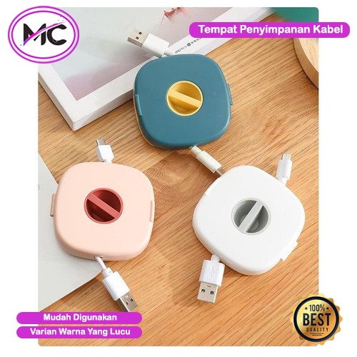 Tempat Kabel Charger Kotak Penggulung Headset Penyimpanan Kabel Data Holder Standing HP Kotak Organizer Gulingan Kabel