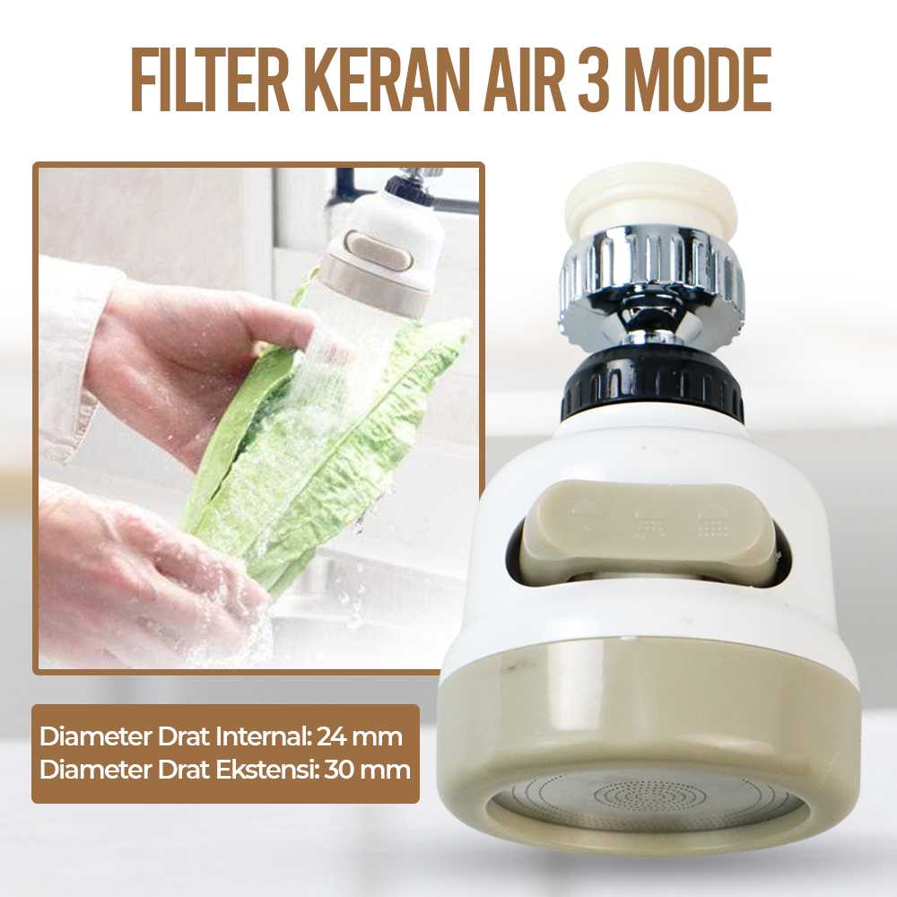 (BISA COD) FTIHSHP VGEBY Filter Keran Air 3 Modes Filter Faucet 360 - VGB-001