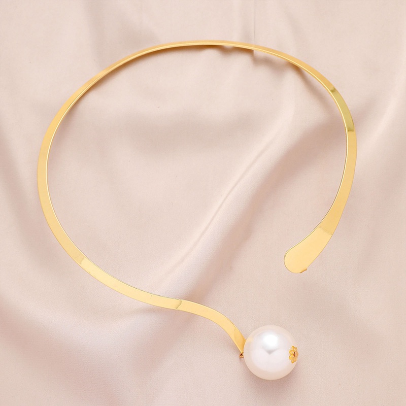 Kalung Mutiara Berlebihan Untuk Wanita Sederhana Serbaguna Manik Emas Pembukaan Kerah Indah Klavikula Korea Fashion Perhiasan Hadiah