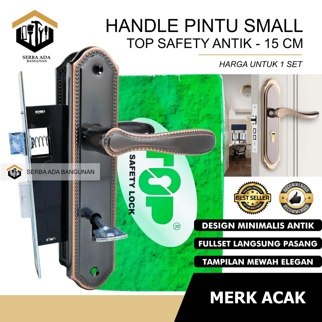 Handle Gagang Kunci Pintu Kecil Model Lama Jadul Mortise Door Locks Set TOP 688 Gold Antik Gold