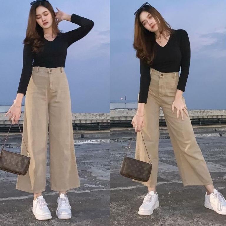 TERMURAH BF CELANA BAWAWAHAN HIGHWAIST WANITA//KULOT HITAM//KULOT PUTIH ji