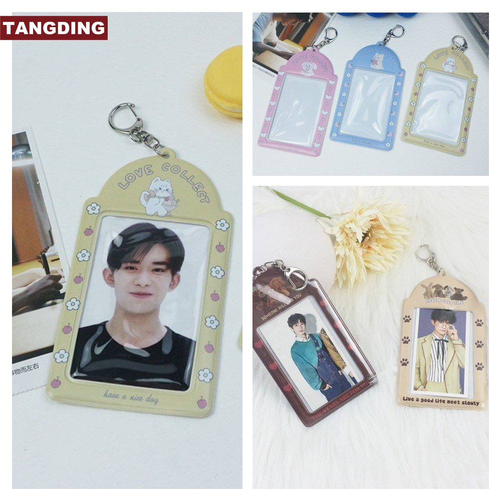 [COD Tangding] Kartun PVC ID Pemegang Kartu Kredit Kpop Idol Photocard Pelindung Case Tas Liontin