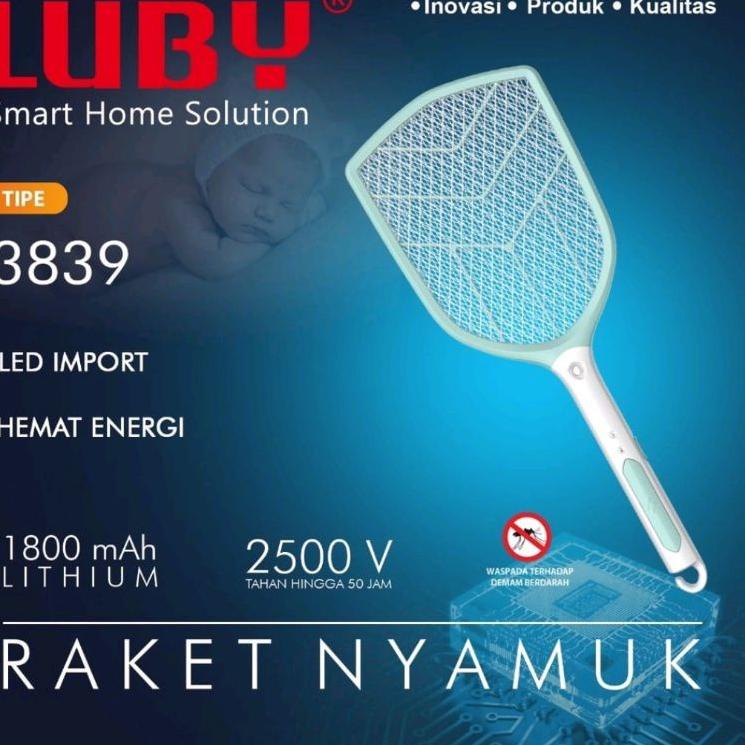 Harga Terkini Raket Nyamuk cas Luby 3839 / 3838 / 3826A / 3853 Produk Original Baterei Litium lepasa