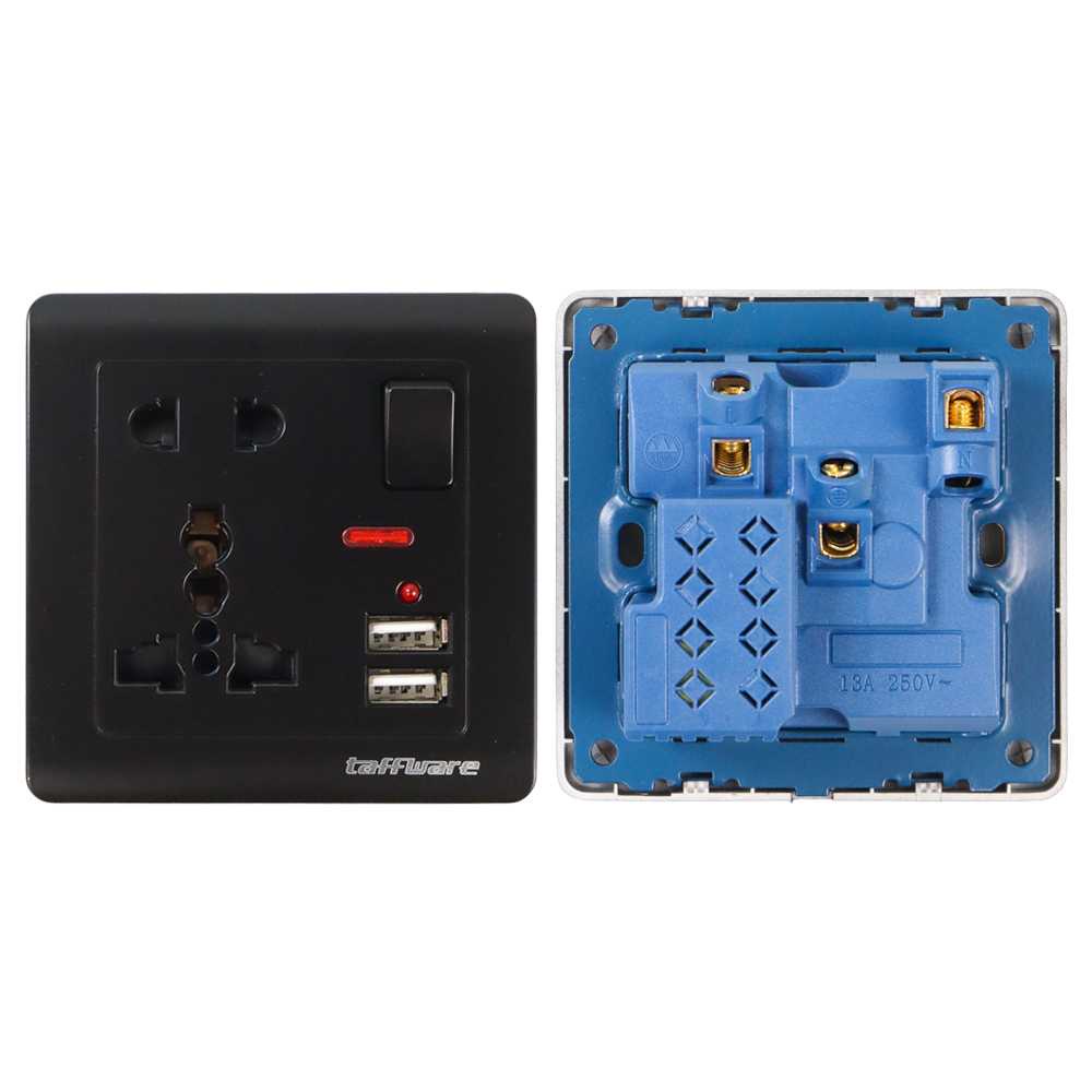 (BISA COD) FTIHSHP  Stop Kontak Universal UK EU US 5 Hole Socket On Off Switch - DZ-E2-11
