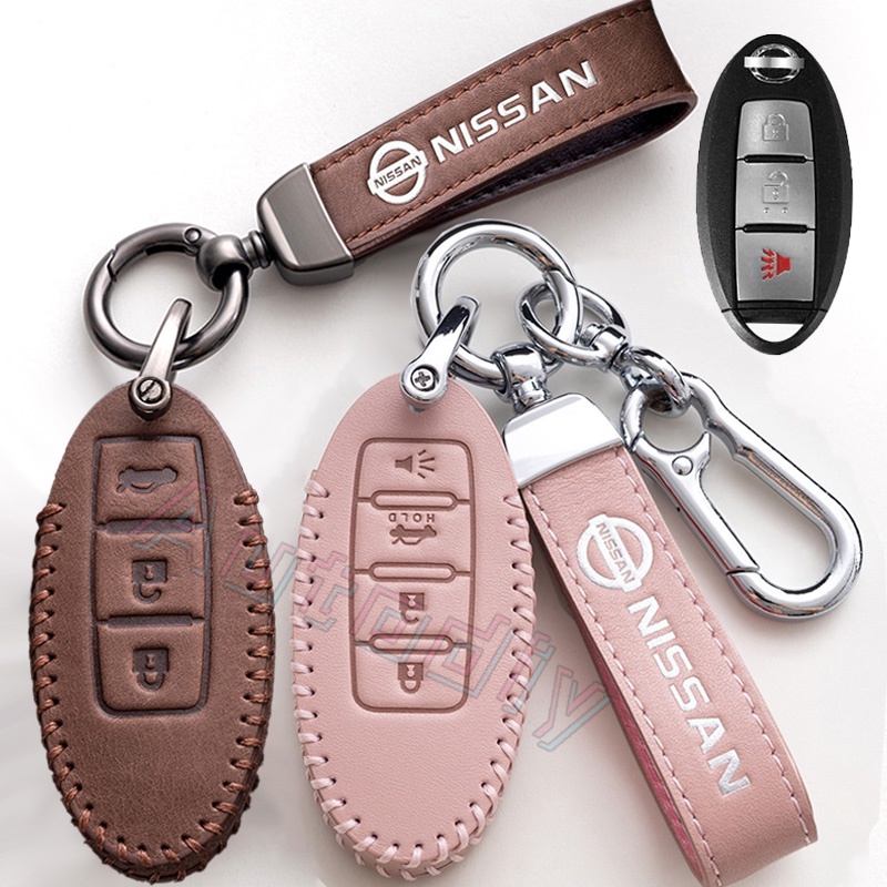 Nissan Pink Leather Key Cover Key Case Untuk Nissan Rogue XTrail T32 T31 Qashqai J11 J10 Kicks Tiida Pathfinder Murano Juke Versa Note Infiniti Navara Keyless Remote Key Holder