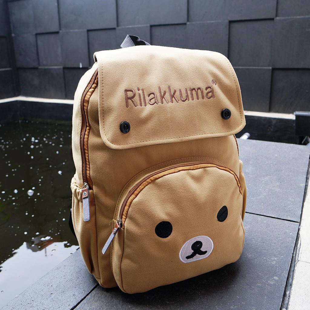 Ransel Rilakkuma 02-6189 bahan beludru tebal ukuran besar THR