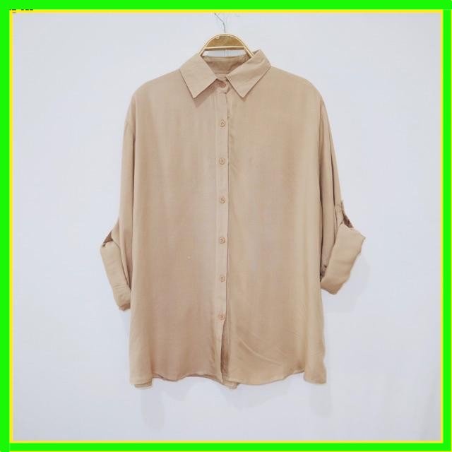 K04 KEMEJA WANITA POLOS LENGAN PANJANG KATUN OVERSIZE BAJU BUSUI ADEM BAJU WANITA BUSUI FRIENDLY FUL