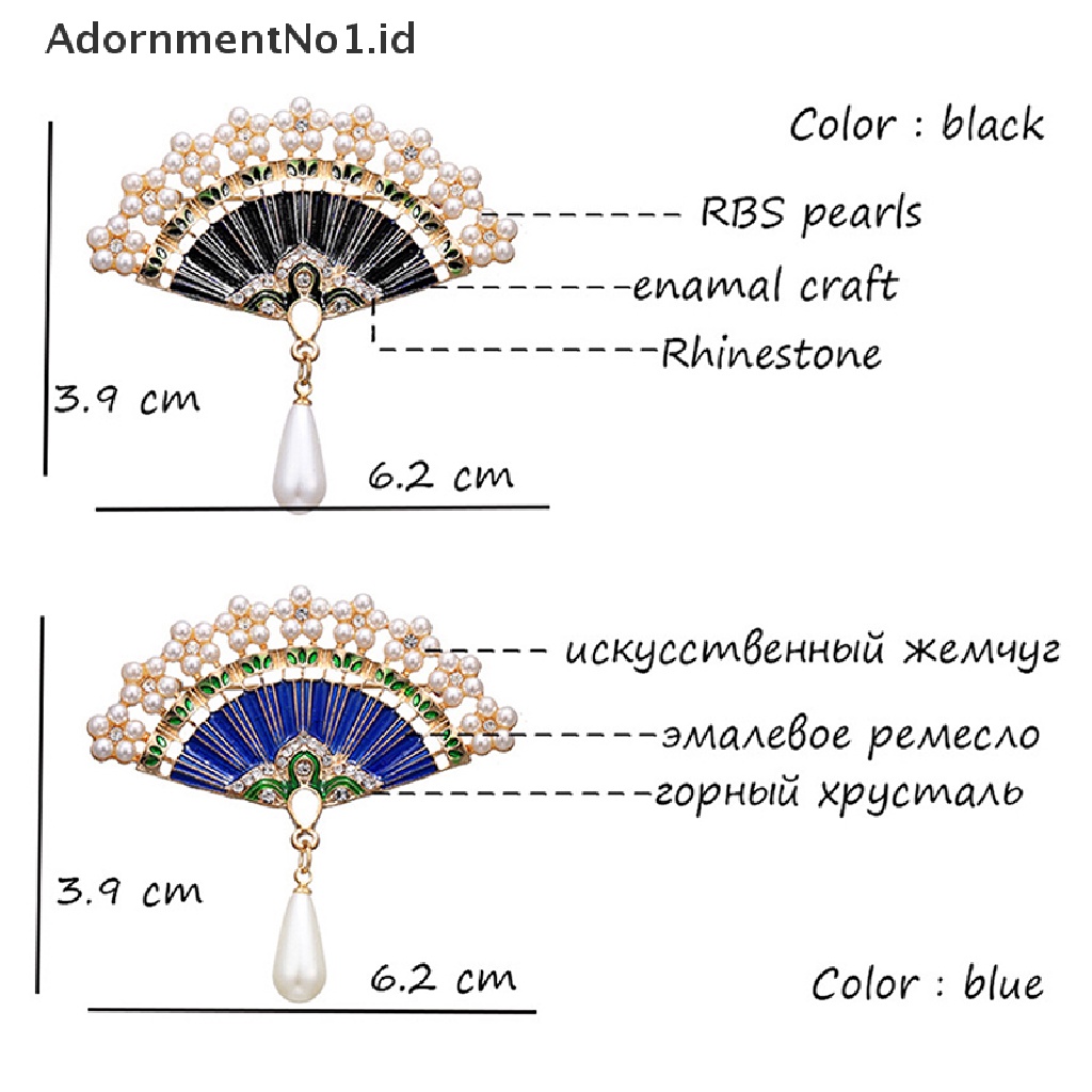[AdornmentNo1] Kipas Enamel Pin Vintage Bros Untuk Wanita Pesona Mutiara Imitasi Syal Setelan Bros Bros Bros Pin Bros Hadiah Terbaik [ID]