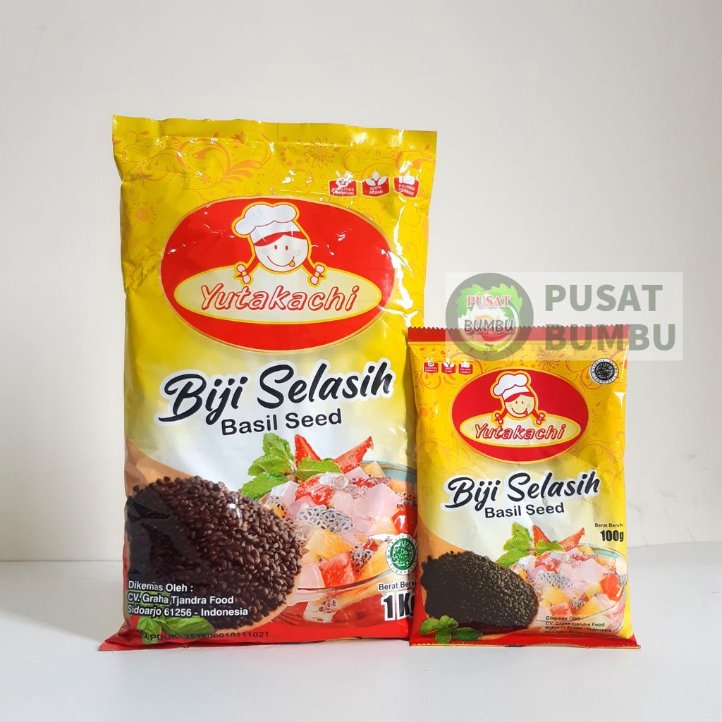 Biji Selasih Super 1Kg Yutakachi / Basil Seed / Selasih Super Kualitas Premium / Halal / Pusat Bumbu