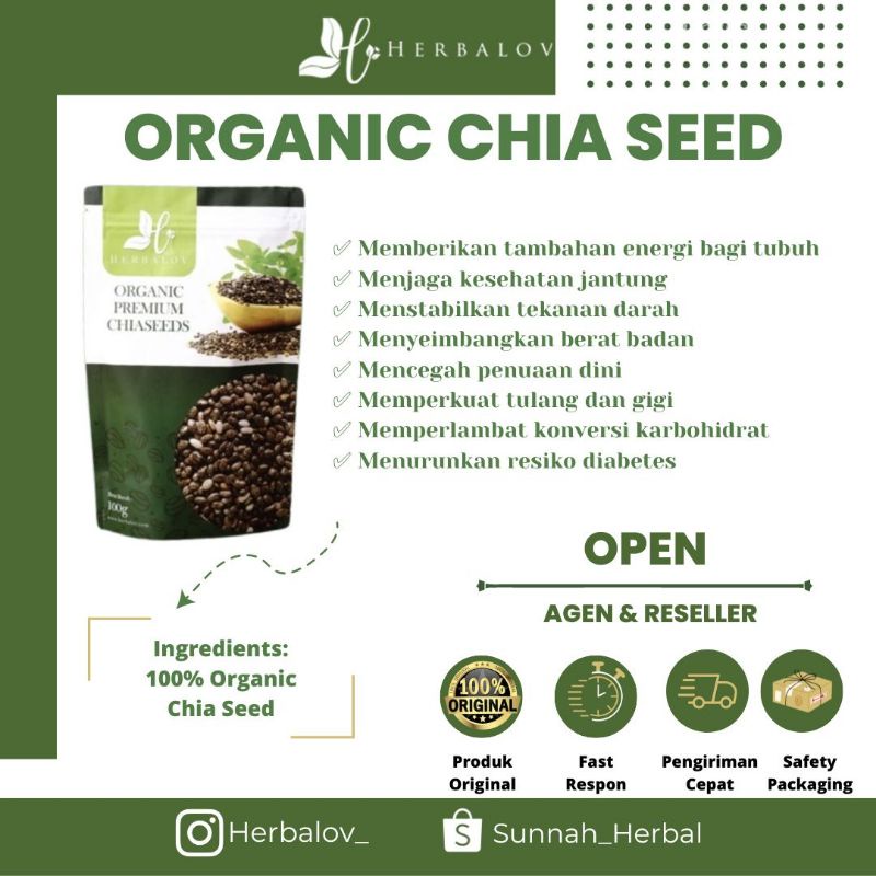 

Organic Premium Chia Seed Herbalov / Biji Chia Organik Premium MPASI / Herbalov Chia Seed Untuk Program Diet DBH / JSR Biji Bijian