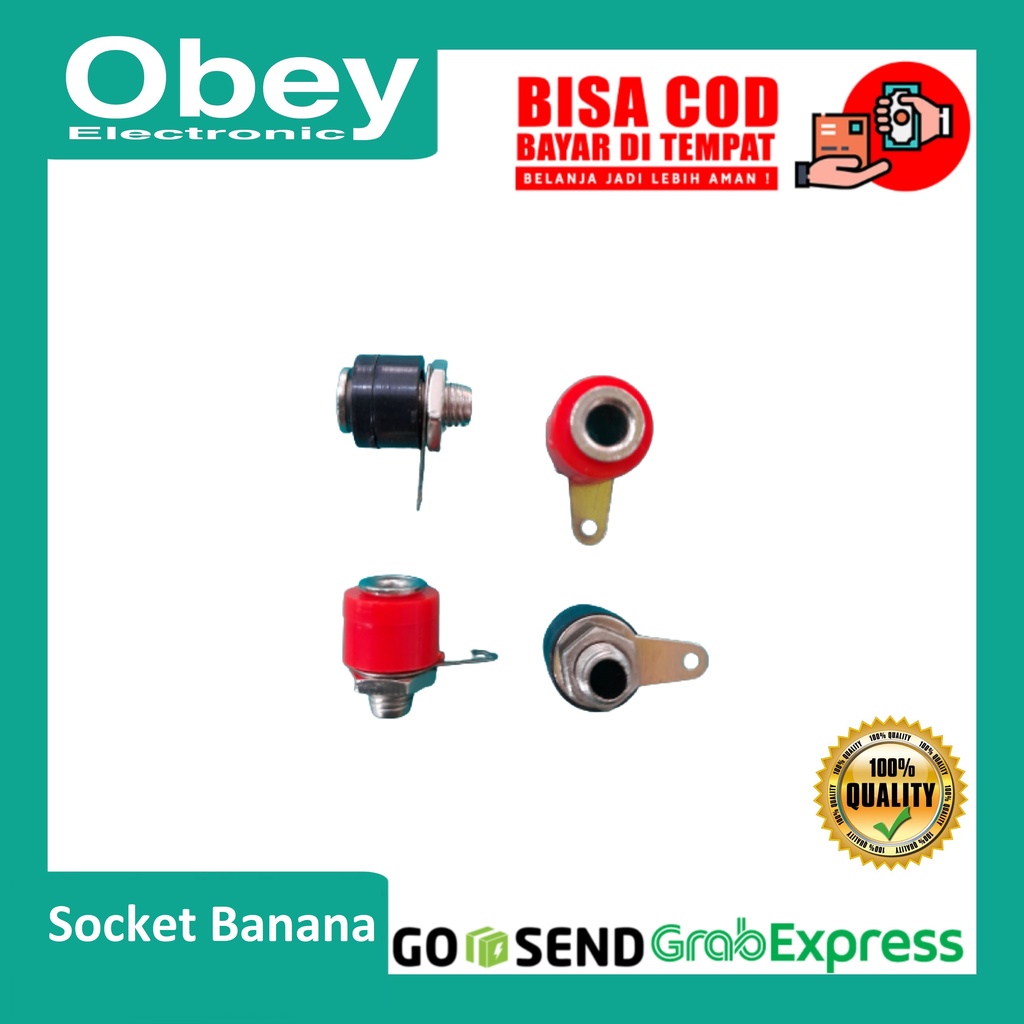 Socket Banana Sepasang 1 Pair Merah Hitam Soket F Female BA-108