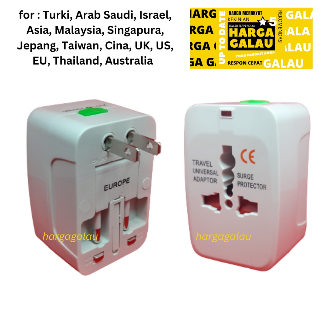 Sambungan Listrik Jepang Australia New Zealand Argentina Myanmar China Turki Arab Saudi Malaysia Thailand Vietnam Singapura Hongkong EU Japan Asia Indonesia Colokan 3 Pin Travel Adaptor UK Over Steker Original