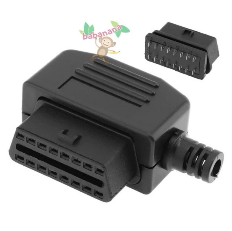 Housing OBD 16Pin Female Connector Rumah Car Diagnostic Cable Siku L