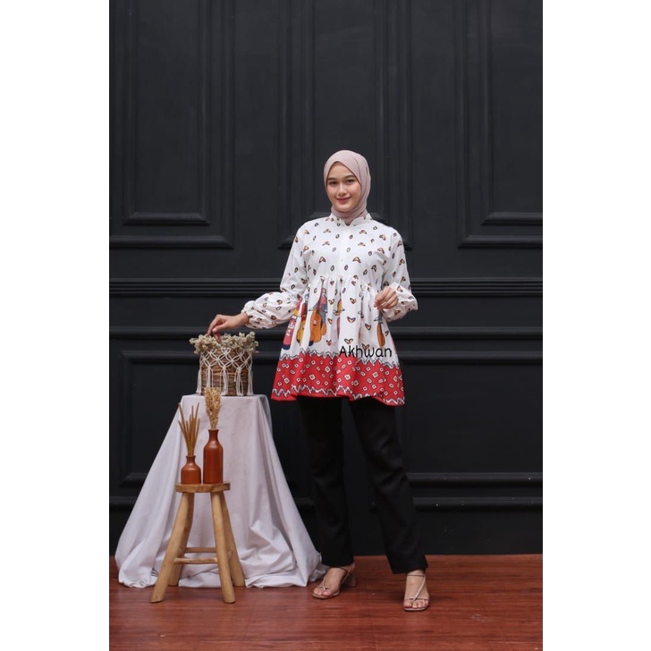 Baju Batik Wanita Modern Atasan Blouse Batik Kerja Kantor Wanita