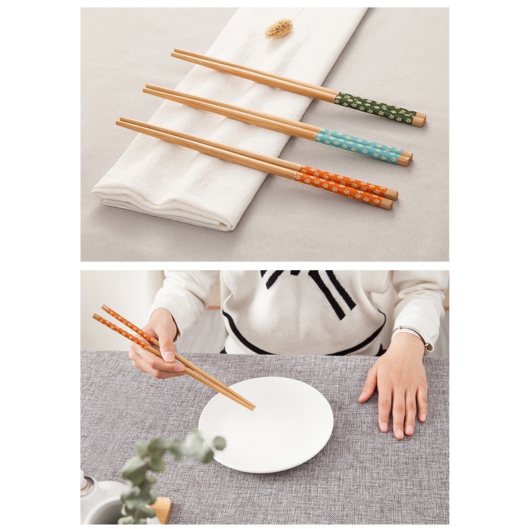 Sumpit Kayu Cantik Motif Bunga &amp; Hati - Sumpit Makan Elegan / Sumpit Bambu Panjang Motif Bunga Sumpit Makan Bamboo Chopsticks