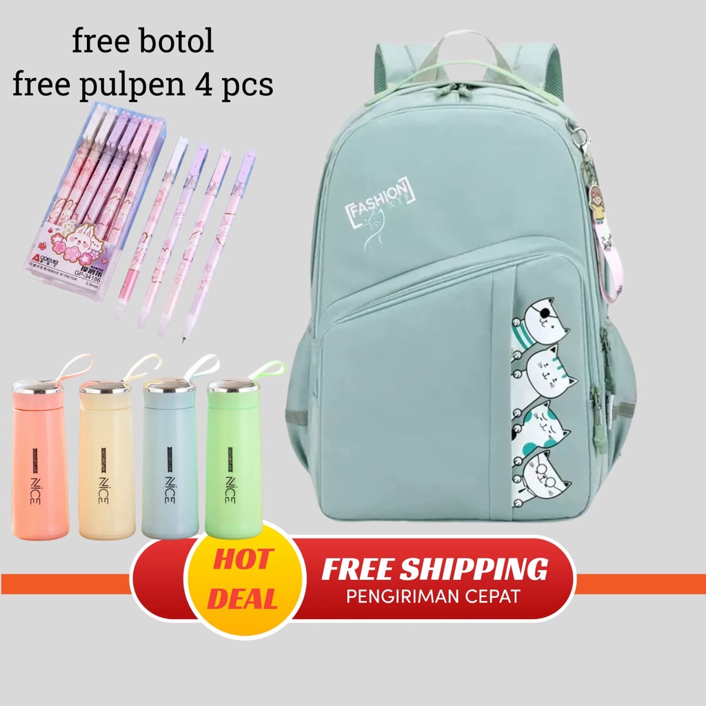 Tas Sekolah Anak Perempuan SD SMP SMA Ransel Kerja ORIGINAL Tas Sekolah Anak Laki-Laki Free  BOTOL+PULPEN