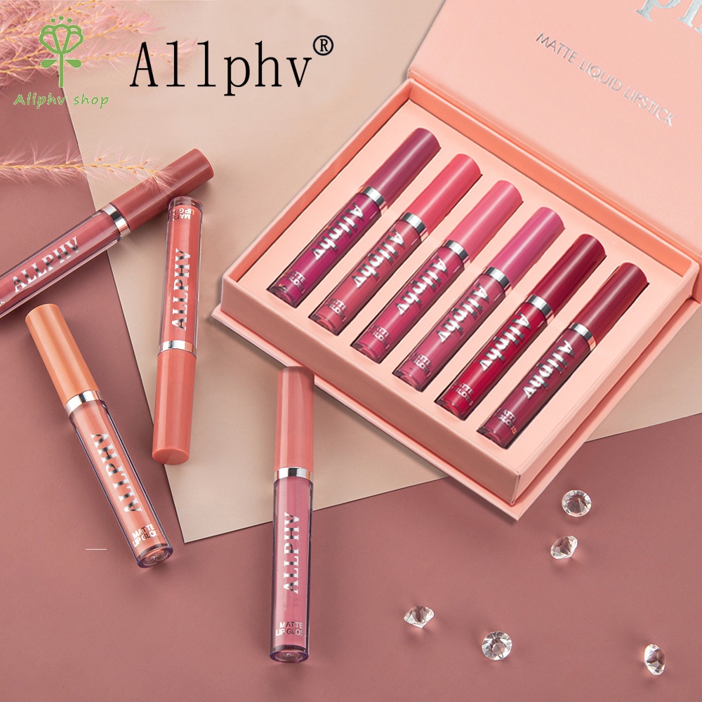 【Baru】ALLPHV Lipgloss Makeup Matte Lip Cosmetics Long Lasting Waterproof Velvet Liquid Lipstick set Waterproof Sexy Fashion Lips Makeup