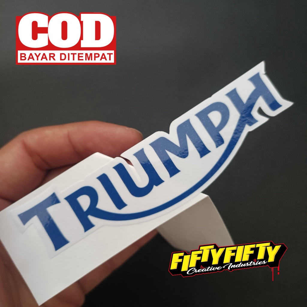 Stiker Print Cut TRIUMPH Stiker Printing Laminasi Glossy Stiker Motor Mobil Helm Sudah Membentuk Pola Desain