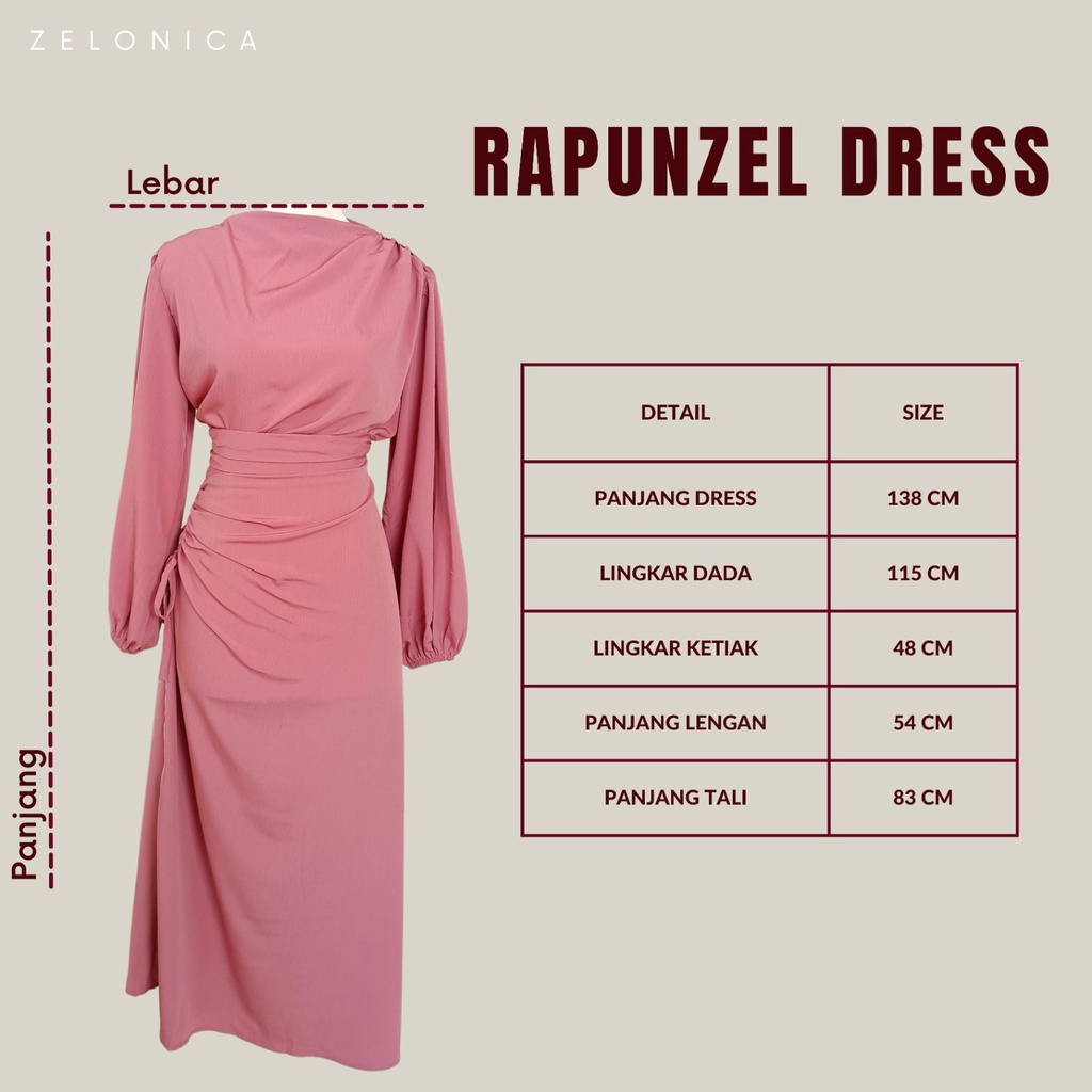 Zelonica Rapunzel Dress Bahan Premium