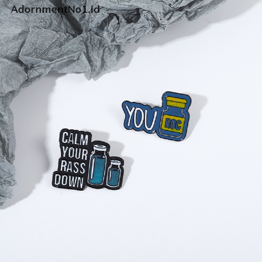 [AdornmentNo1] 1pcs Coffee is My Blood Type Enamel Pin Bros Calm Down You ROC Lapel Badges Punk Lucu Perhiasan Hadiah Untuk Teman Anak [ID]