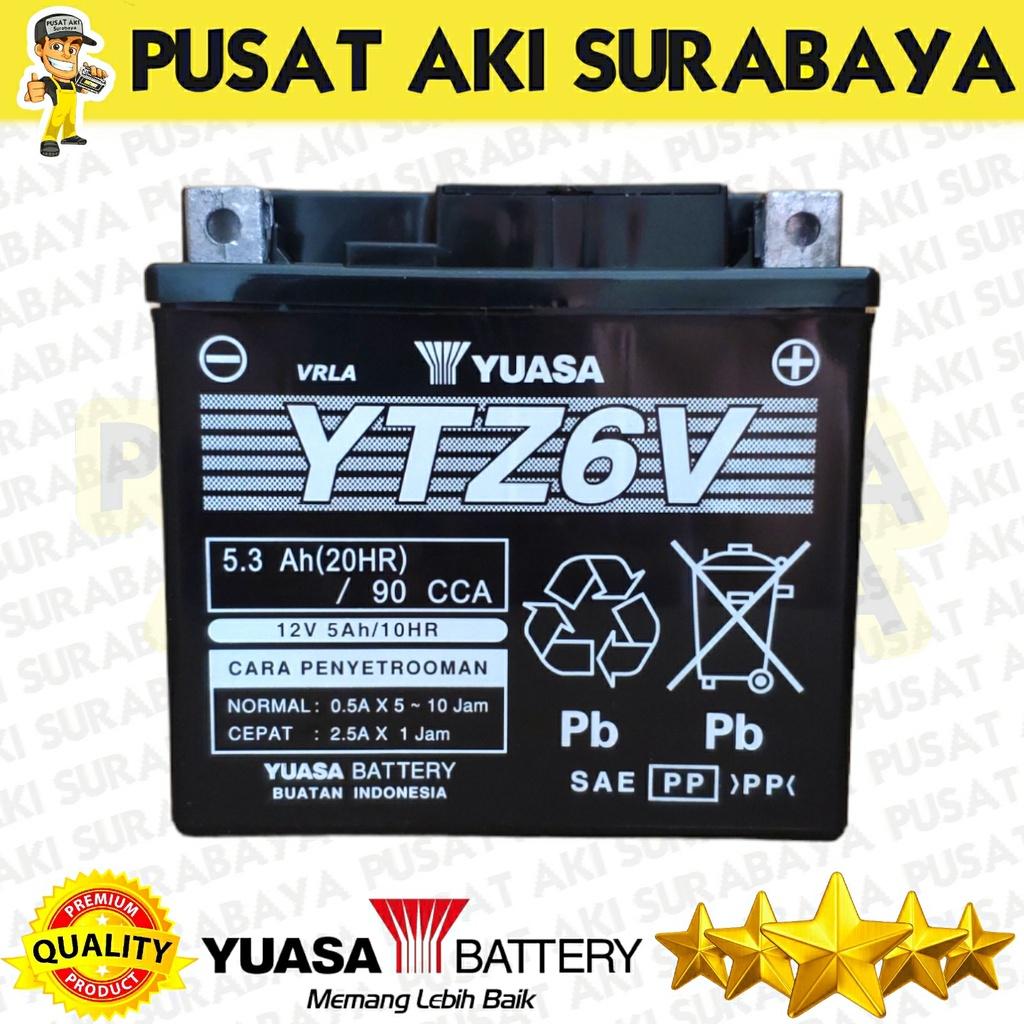 PUSAT AKI MURAH YUASA YTZ6V ACCU BARU ORIGINAL AIR BLADE 150 SATRIA FU 150 FINO GRANDE MTZ6S GTZ6V GTZ7S