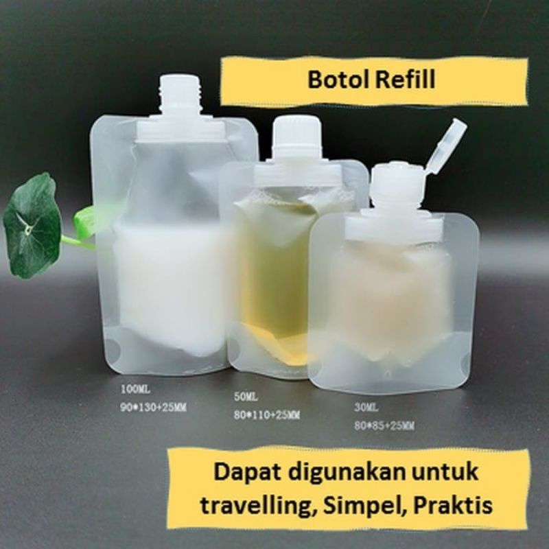 BOTOLL REFILL Tempat Sabun Cair Travel Plastik Fliptop Travel Organizer