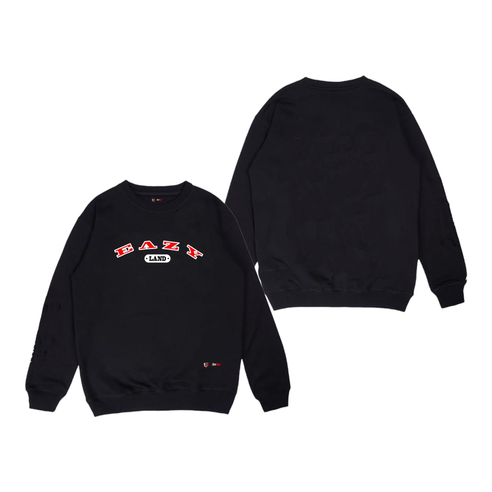 Sweater Crewneck Hitam Pria Switer Cowok Eazy Land Sweatshirt Simple Terbaru Sweeter Cotton Ori Distro