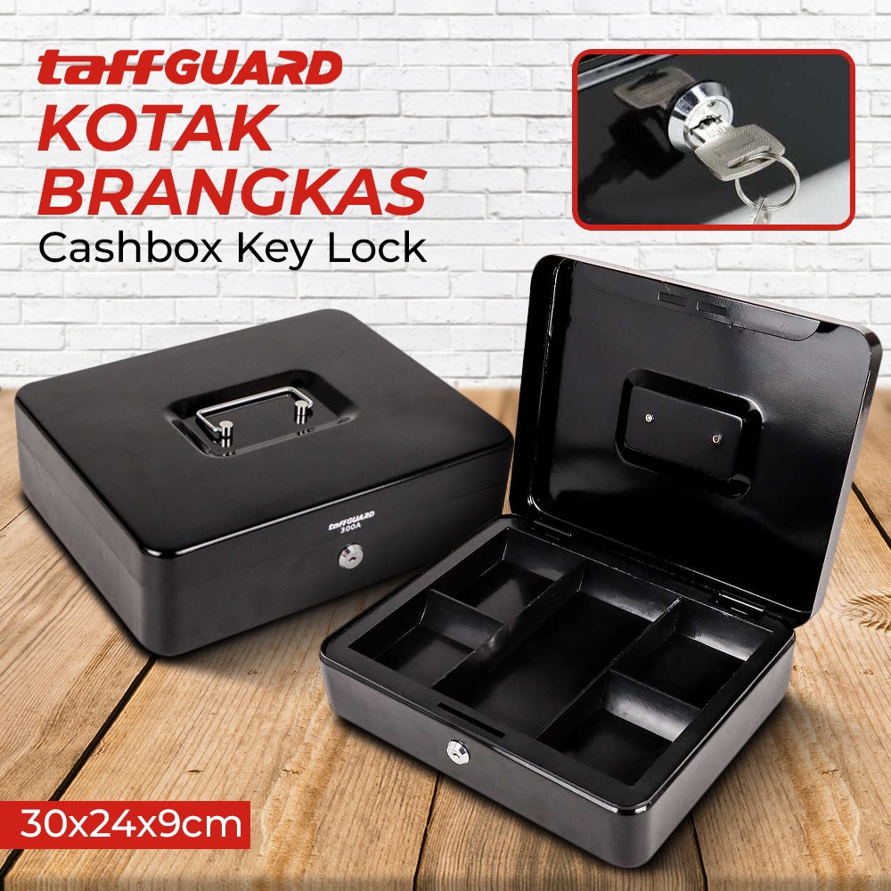 Kotak Brankas Uang Cash Safebox Key Lock 30 x 24 x 9 cm - 300A - 7RTH5VBK Black