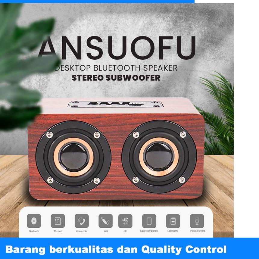 ➥ Speaker Bluetooth Stereo Subwoofer - Speaker Portable - Wood Materials - W5 ✳