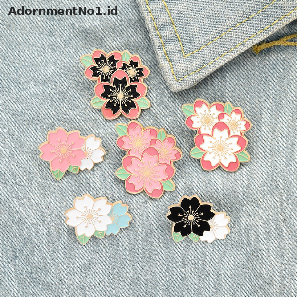 [AdornmentNo1] Sakura Enamel Pin Pink Putih Cherry Blossom Bros Tas Kerah Pin Kartun Bunga Lencana Perhiasan Hadiah Flower Pin [ID]