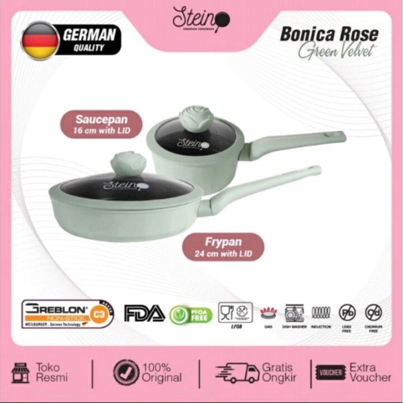 STEINCOOKWARE  Bonica Rose Set 2 in 1 panci set Granite ROSE Series