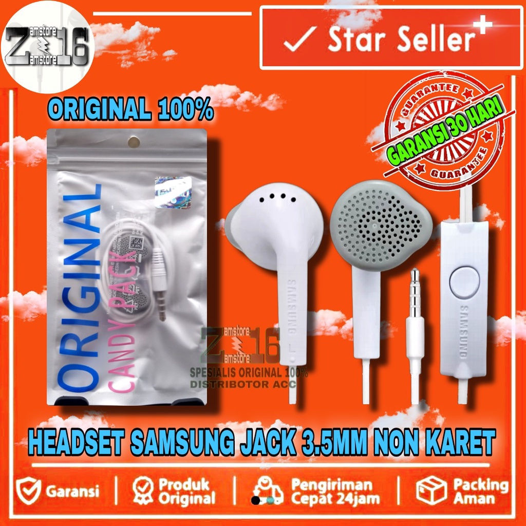 Headset Samsung NON KARET FOR A3A A 32 ORIGINAL 100% HEDSET BAWAAN HP - Putih