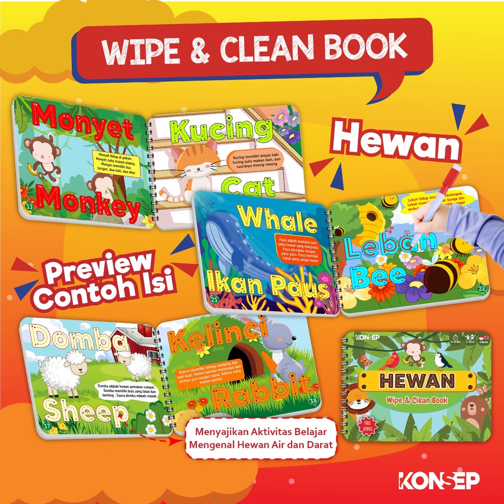 WIPE &amp; CLEAN BOOK / BUKU MENULIS ANAK / BUKU MAINAN [LIVE]